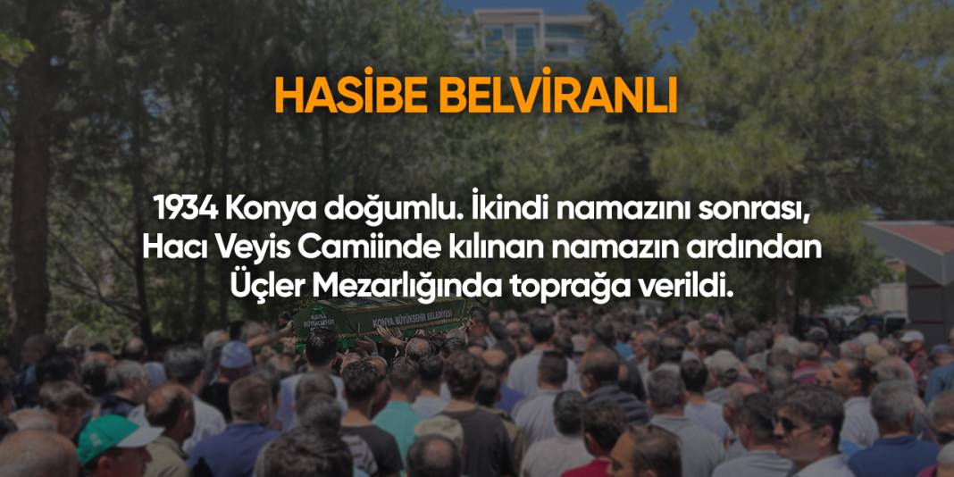 Konya'da bugün vefat edenler | 27 Eylül 2025 8